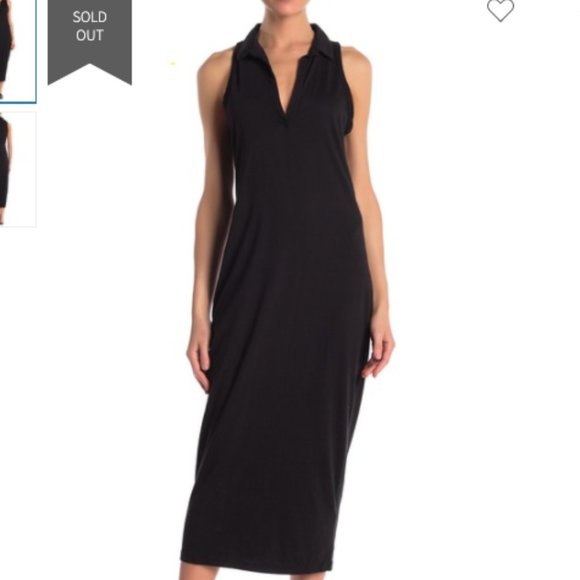 cotton black midi dress